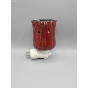 Scentsy Venetia Mini Red Gold Stripes Warmer Wall Plug In Nightlight Works
